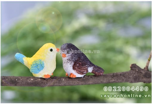 Chim sắc màu tượng mini trang trí
